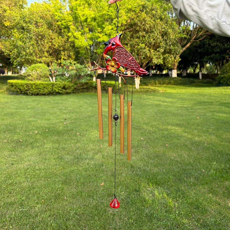 Wholesale Metal wrought iron wind chime glass painted pendant